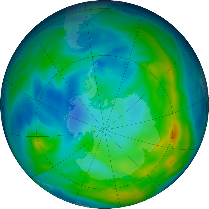 Antarctic ozone map for 28 May 2024